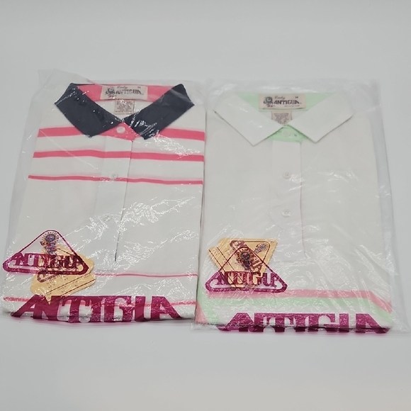 Antigua Tops - Antigua Polo Shirts with Pink and Green Stripes